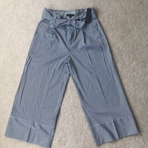 Navy & White Wide Leg Cropped Pants